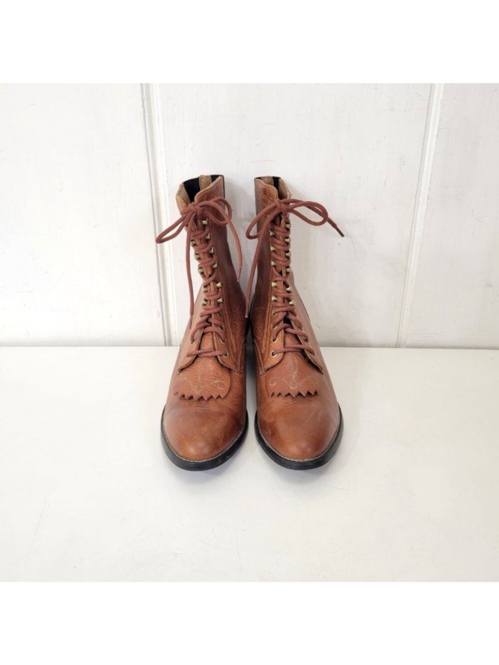 Ariat Heritage Women's Brown Leather Lace-Up Roper Kiltie Boots Size 8.5 Western - Picture 3 of 10
